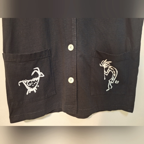 🇺🇸 vintage cactus small black button-up vest front back kokopelli graphic - Picture 4 of 7